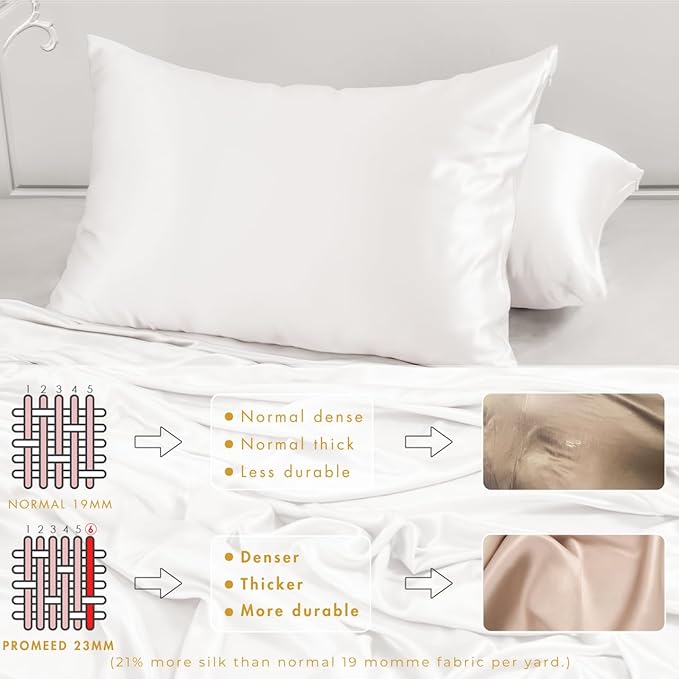 PROMEED 100% Mulberry Silk Toddler Pillowcase 13 x 18, Premium Natural 23 Momme Real Silk Pillow Case Toddler/Travel Size with Free Laundry Bag (Toddler/Travel-13 x18, White)