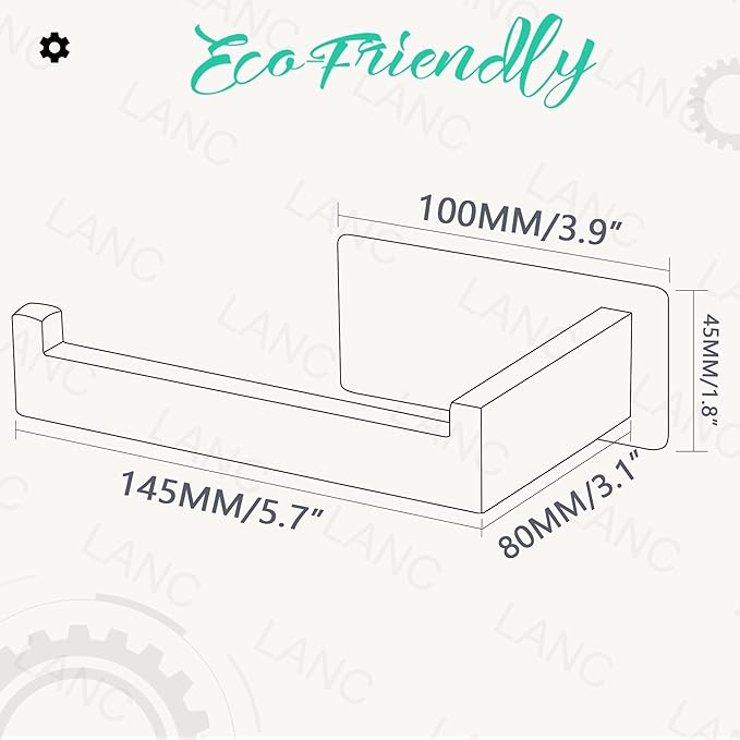 LANC Self-Adhesive Toilet Tissue Holder, Brushed Nickel Toilet Paper Holder Wall Mounted for Bathroom Washroom Tissue Roll Holder with Drill Free Rustproof Stainless Steel Left Rod, A8307BN-LF