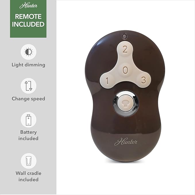 Hunter 52 inch Indoor Ceiling Fan with LED Light and Remote Control - Standard Mount Ceiling Fan, 3 Blades, For Bedroom, Living Room, or Kitchen - Sentinel 59211, Brushed Slate