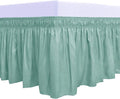 PureFit Wrap Around Ruffled Bed Skirt with Adjustable Elastic Belt - 22 Inch Drop Easy to Put On, Wrinkle Free Bedskirt Dust Ruffles, Bed Frame Cover for Queen, King and C-King Size Beds, Baby Blue