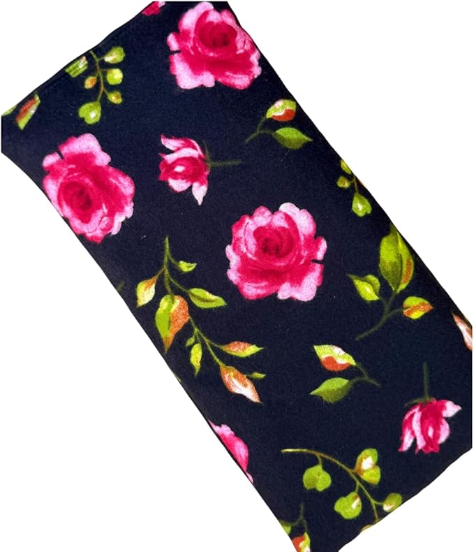 Large Microwave Heating Pad with Flax Seed, Scented or Unscented, Good for Back Pain or Cramps, Moist Heat Therapy or Ice Pack, Microwavable Bean Bag, 6" x 12" (Roses, Lavender & Peppermint)