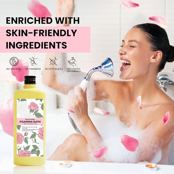 Bubble Bath for Women, Rose Scented Bubble Bath Gifts Set, Foaming Bath Mother's Day Gifts for Mom, 51.2 fl oz (Pack of 4)