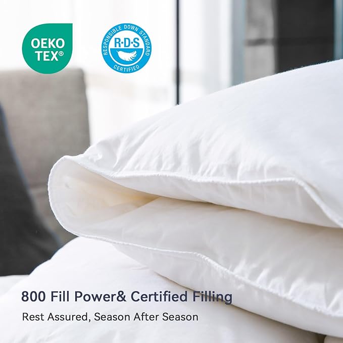 Globon Goose Down Comforter California King Size All Season Duvet Insert,420Thread Count Ultra Soft Noiseless Shell,800 Fill Power, with Corner Tabs,White
