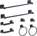 Matte Black Bathroom Hardware Set 8 Pieces,Towel Bar Set Stainless Steel Wall Mounted, Includes 16In Hand Towel Bar, Towel Ring, Robe Towel Hooks,Toilet Paper Holder, Bathroom Towel Rack Set…