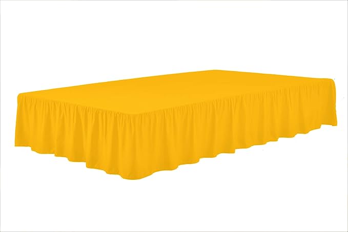 Sheets & Beyond Wrap Around Solid Microfiber Luxury Hotel Quality Fabric Bedroom Gathered Ruffled Bedding Bed Skirt 14 Inch Drop (Twin, Yellow)