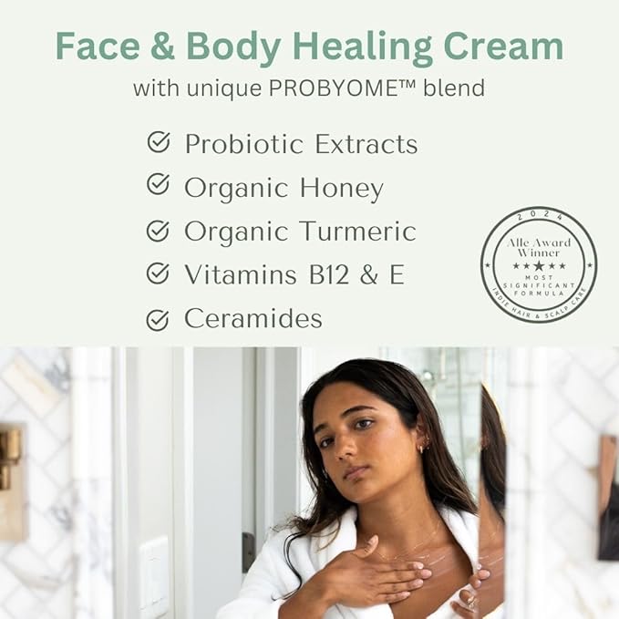 Yobee Body & Face Moisturizing Cream for Dry, Sensitive Skin | Probiotic extracts, Honey, Turmeric, Vitamin B12, Ceramides, Shea Butter | Fragrance Free | For Kids & Adults (2)