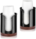 Premium Bathroom Cup Dispenser - Compact Cup Holder for Dixie Cups 3 oz Cups, 3 4 Ounce Mouthwash Cup Dispenser - PC/Walnut,Black, Pack of 2