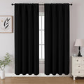 CUCRAF Black Blackout Curtains 72 inch Length 2 Panels Set, Rod Pocket Room Darkening Drapes for Bedroom Living Room, Insulated Thermal Light Blocking Window Curtain (W52 x L72 Inch)