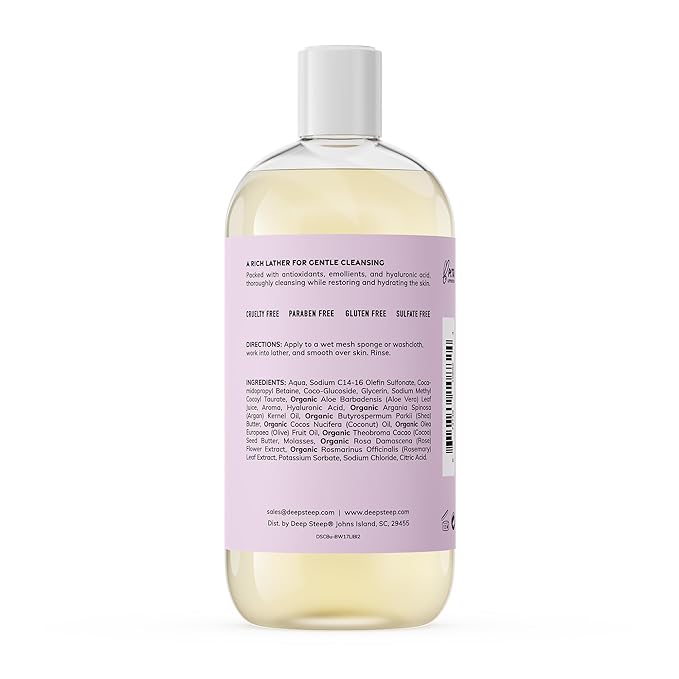 Deep Steep Body Wash, Lilac Blossom, 17 oz – Hydrating Shower Gel with Hyaluronic Acid, Shea Butter, Aloe Vera & Argan Oil – Vegan, Clean Beauty, Clean & Refreshed Skin