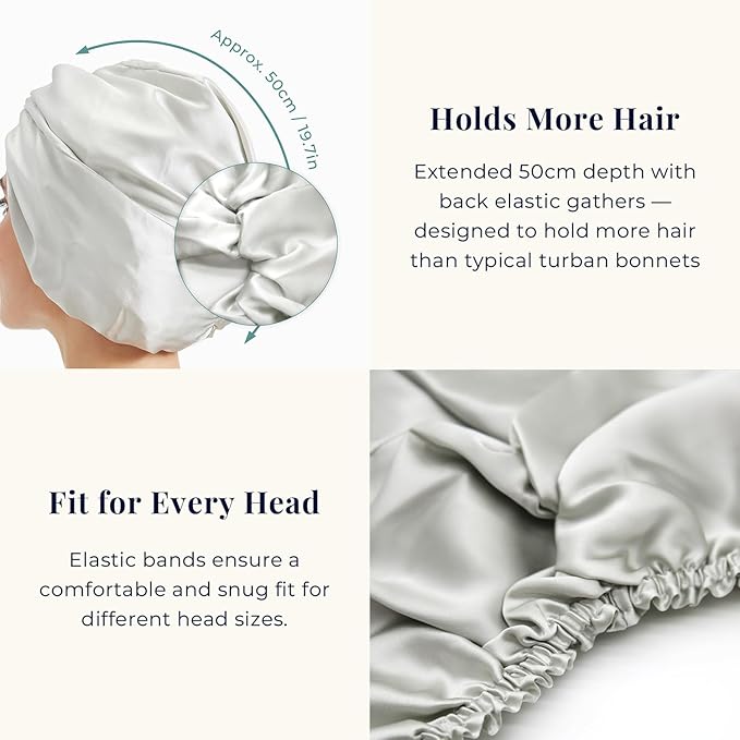 100% Mulberry Silk Bonnet, Double-Layered Hair Bonnet for Sleeping Women, Pure Silk Turban, Night Sleep Hair Wrap