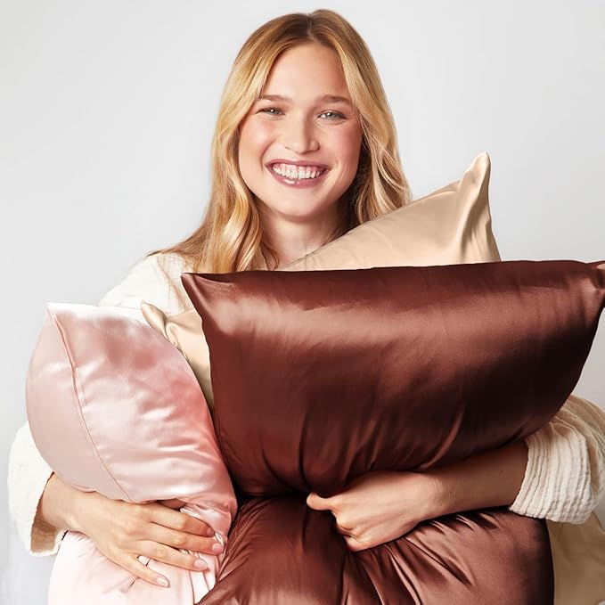 Kitsch Satin Pillowcase, Softer Than Silk Pillow Cases King, Cooling Pillow Covers, Satin Pillowcase with Zipper for Hair, Skin & Quality Sleep, Wrinkle-Free & Smooth, King Size 19"x36", Champagne