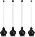 Hushee 4 Pcs Toilet Plunger Bulk Heavy Duty for Bathroom Double Thrust Force Cup Commercial Toilet Bowl Plunger Pump Clogged Solution for Bathroom Hotel Stores