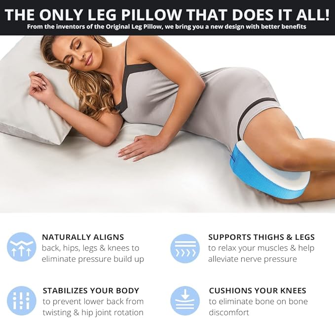 Contour Legacy Cool Leg & Knee Foam Support Pillow for Side Sleepers Soothing Relief for Back, HIPS, Knees, Joints, Nerves & Muscles