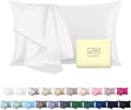 Natural Mulberry Silk Pillowcase for Hair and Skin Queen Size 20"X30" Silk Pillow Case with Hidden Zipper Soft Breathable Smooth Cooling Silk Pillow Covers for Sleeping(White,Queen,1Pcs)