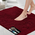 GORILLA GRIP Bath Rug Mat 44x26, Soft Absorbent Chenille, Quick Dry Microfiber Mats, Rubber Backing Washable Shower Floor Rugs, Bathmat Runner, US Designed Bathroom Home Decor Accessories Burgundy