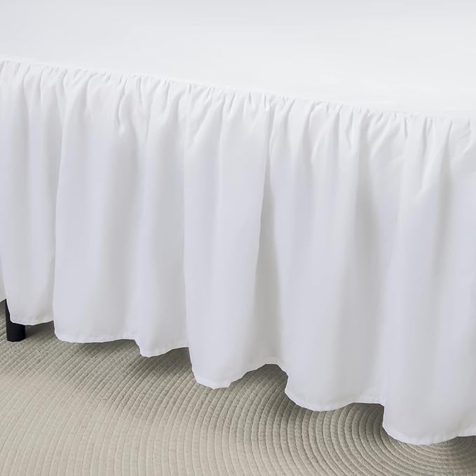 Bed Skirt Queen Size Ruffled Bed Skirt with Split Corners, 22 Inch Drop Dust Ruffle Bed Skirt with Platform, White, Queen - 22" Drop