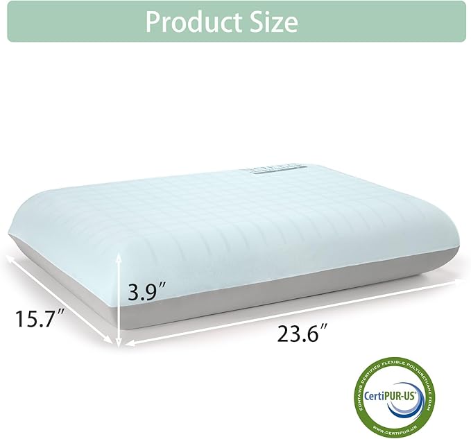 Cooling Memory Foam Pillow, Bed Pillows, Medium Soft Feel Neck Pillow for Sleeping, Memory Foam Pillows for Sleeping Side, Back & Stomach Sleepers, Breathable & Removable Cover, 1 Pack