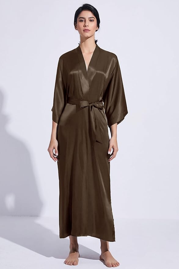PRODESIGN Satin Kimono Robe Women Long Silky Kimono Bathrobe Sleepwear Wedding Bridesmaid Robe