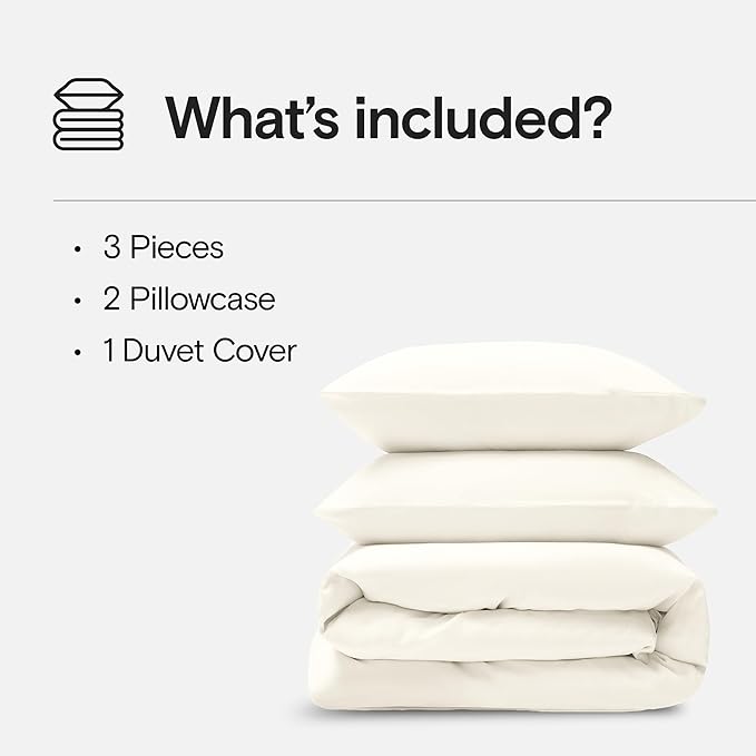 DOZ Duvet Cover Set, 100% Viscose derived from Bamboo, Organically Grown, Buttery Soft, Cooling Duvet Covers, High GSM, 1 Duvet Cover and 2 Pillowcases, 106"x90" (Ivory, King/Cal King)