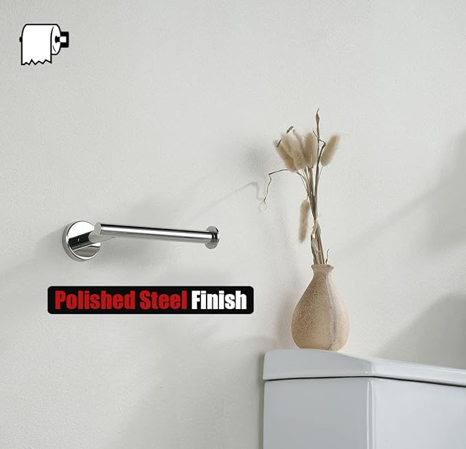 JQK Chrome Toilet Paper Holder, 5 Inch 304 Stainless Steel Thick 8mm Tissue Paper Dispenser for Bathroom, Hold Mega Rolls, Polished Chrome Wall Mount, 2 Pack, TPH120-CH-P2