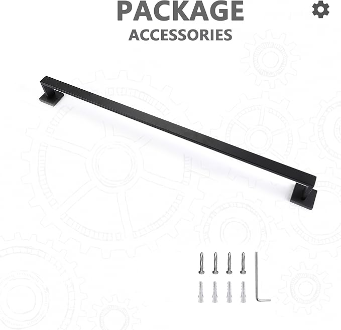 LANC 36-Inche Long Towel Bars for Bathroom Wall Mounted, Matte Black Bath Towel Racks Stainless Steel Total-37.5” Towel Rails for Kitchen Square Towel Holder Rods Hanger, A8804MB-9P1