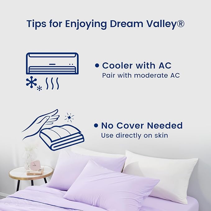Dream Valley® Outlast® Deepsleep Cooling Comforter, Full/Queen Size, NASA-Grade Space Technology Cooling Blanket for Hot Sleepers Night Sweats, Q-Max > 0.45 Aerocool™ Breathable, Lavender Fog, 90"x90"
