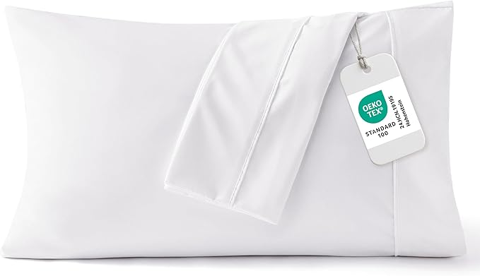 Bedsure Pillow Cases Standard Size Set of 2 - White Brushed Microfiber Pillowcases, Super Soft Pillowcase, Pillow Case Covers with Envelope Closure, Wrinkle, Fade and Stain Resistant, 20x26 Inches