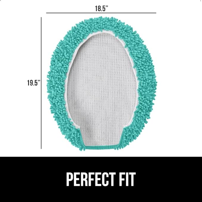 GORILLA GRIP Soft Chenille Bathroom Toilet Lid Cover, Machine Washable Seat Covers, 19.5x18.5, Stays in Place Rubber Backing, Fits Most Round, Elongated and Oblong Lids, Accessories Decor, Turquoise
