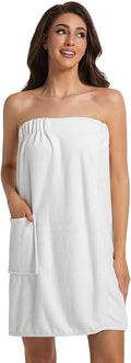 Womens Towel Wrap Bath Robe Lightweight Spa Body Wrap Shower Adjustable Snap Closure Bathrobe