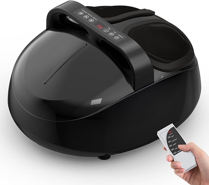 Foot Massager with Heat - Shiatsu Kneading & Rolling Compression, 5 Massage Modes with Adjustable Intensity, Fits Up to Size 13, Home Relaxation Gift