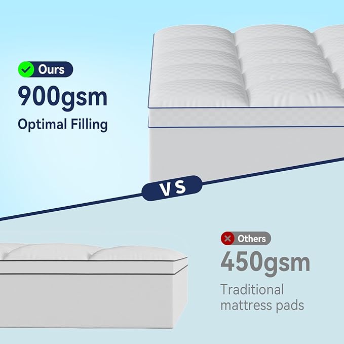 Queen Mattress Topper for Back Pain, Extra Thick Pillowtop, Cooling and Plush Mattress Pad Cover Bed Topper Protector with 8-21 Inch Deep Pocket