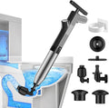 TheElves Toilet Plunger Heavy Duty Pro, Electric High Pressure Toilet Clog Remover Tool, Powerful Bathroom Plunger with Holder for Drain Cleaning - Black