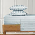 URBANHUT 1000 Thread Count Damask Striped Twin Size Egyptian Cotton Sheets, Long Staple Soft & Breathable, 4 Pc Bed Sheet Sets, Luxury Hotel Sateen Sheets Fits 16" Deep Pocket - Light Blue