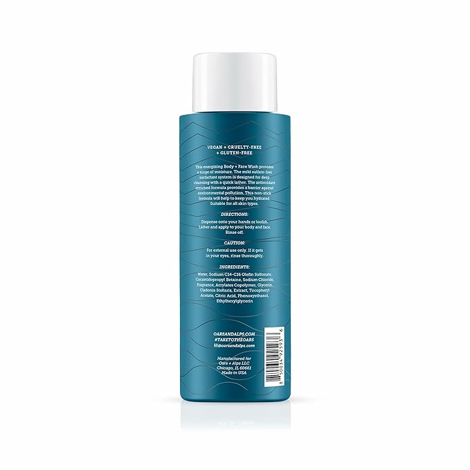 Oars + Alps Men's Moisturizing Body and Face Wash, Skin Care Infused with Vitamin E and Antioxidants, Sulfate Free, California Coast, 3 Pack