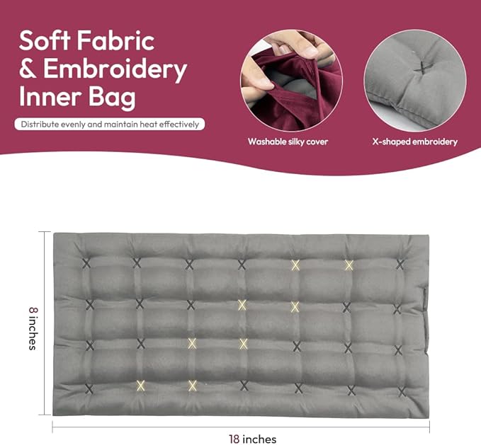 Microwavable Heating Pad with Washable Cover, 8 x 18 Microwave Heating Pad for Neck and Shoulders, Moist Heat Bean Bag Warm Compress for Knee, Joints, Wrist, Abdomen (Wine Red)