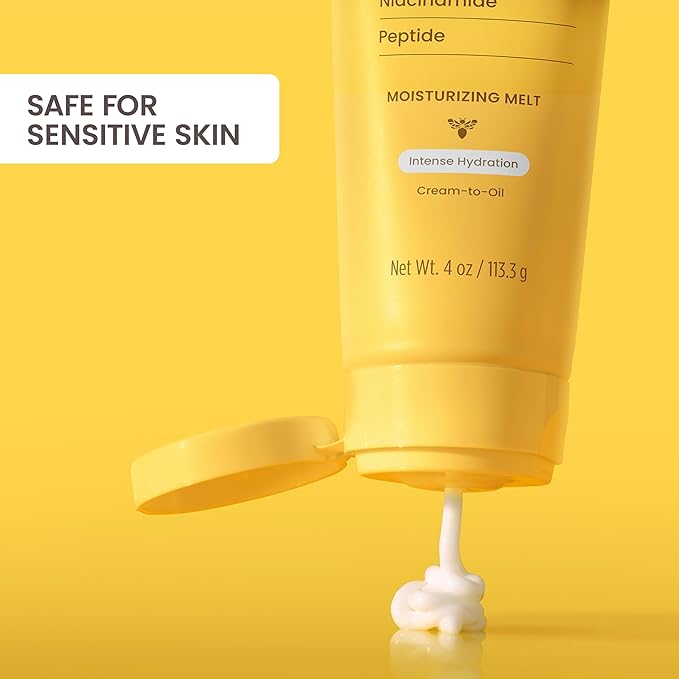 Burt's Bees Christmas Gifts, Boosted Body Moisturizing Melt With a Ceramide, Niacinamide and Peptide Complex, Intense Skin Hydration, Cream-to-Oil Body Lotion, Tropical Scented, 4 oz. Tube
