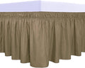 PureFit Wrap Around Ruffled Bed Skirt with Adjustable Elastic Belt - 14 Inch Drop Easy to Put On, Wrinkle Free Bedskirt Dust Ruffles, Bed Frame Cover for Twin, Twin XL and Full Size Beds, Camel