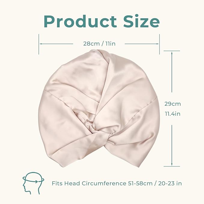 100% Mulberry Silk Bonnet, Double-Layered Hair Bonnet for Sleeping Women, Pure Silk Turban, Night Sleep Hair Wrap