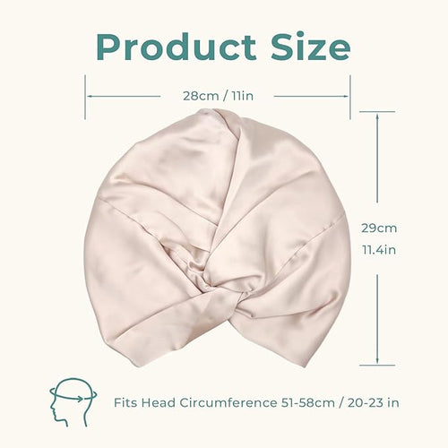 100% Mulberry Silk Bonnet, Double-Layered Hair Bonnet for Sleeping Women, Pure Silk Turban, Night Sleep Hair Wrap