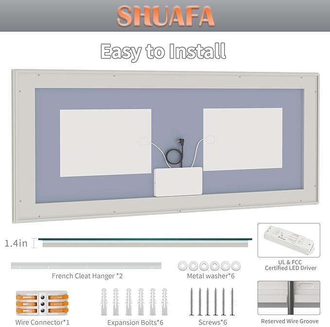 LED Mirror for Bathroom, 72x36 Inch Backlit + Front Lighted Bathroom Vanity Mirror with Lights for Wall, Double Light Strips, 3 Colors, Shatter-Proof, Anti-Fog and Brightness Memory