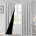 H.VERSAILTEX 100% Blackout Curtains for Bedroom Thermal Insulated Blackout Curtains 84 Inches Long Rod Pocket Window Drapes for Living Room with Black Liner 2 Panels Set, Greyish White