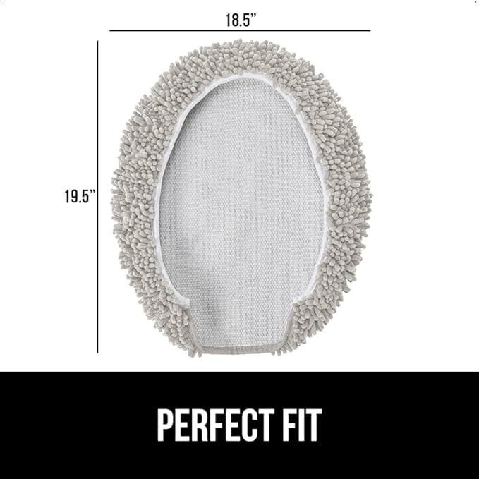 GORILLA GRIP Soft Chenille Bathroom Toilet Lid Cover, Machine Washable Seat Covers, 19.5x18.5, Stays in Place Rubber Backing, Fits Most Round, Elongated and Oblong Lids, Accessories Decor, Light Gray