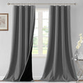 H.VERSAILTEX 100% Blackout Curtains for Bedroom Thermal Insulated Blackout Curtains 108 Inches Long Rod Pocket/Clip Rings Curtains for Living Room with Black Liner 2 Panels, Grey