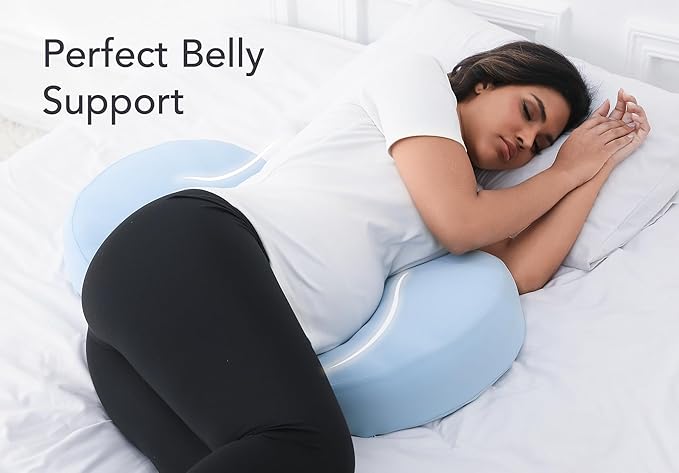Pregnancy Pillow for Sleeping Memory Foam Maternity Pillow for Side Sleepers, Adjustable Travel Wedge Pillow Support for Back, Belly, and HIPS for Pregnant Women,Cooling Silk Blue