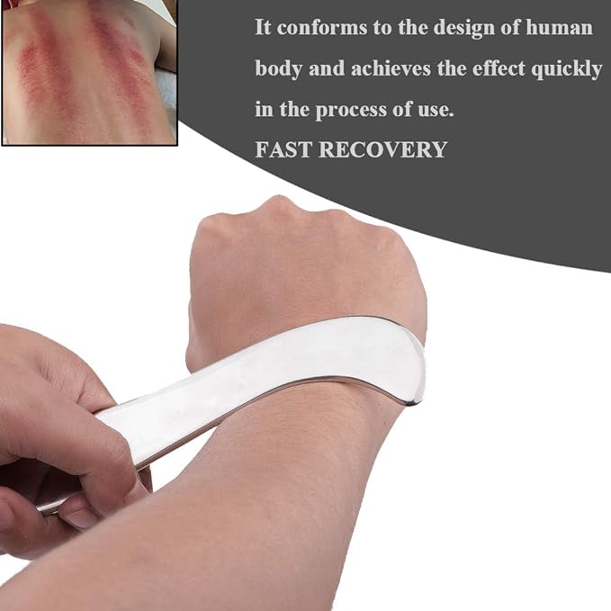 Stainless Steel Gua Sha Scraping Massage Tool-Muscle Scraper - Soft Tissue Mobilization,Physical Therapy for Back, Legs, Arms (2 PCS)
