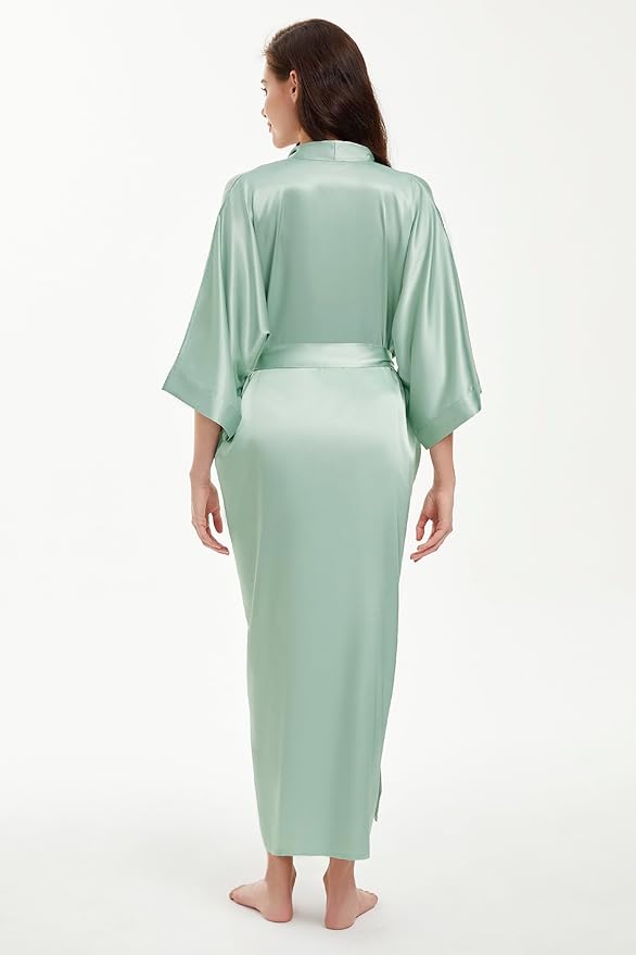 PRODESIGN Satin Kimono Robe Women Long Silky Kimono Bathrobe Sleepwear Wedding Bridesmaid Robe