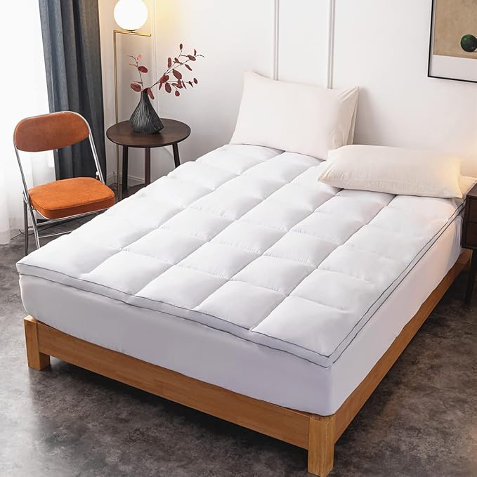 DROVAN Mattress Topper Full Size - Extra Thick Mattress Pad Cover - Pillow Top Deep Pocket with Breathable 7D Spiral Fiber Filling Cooling Mattress Cover