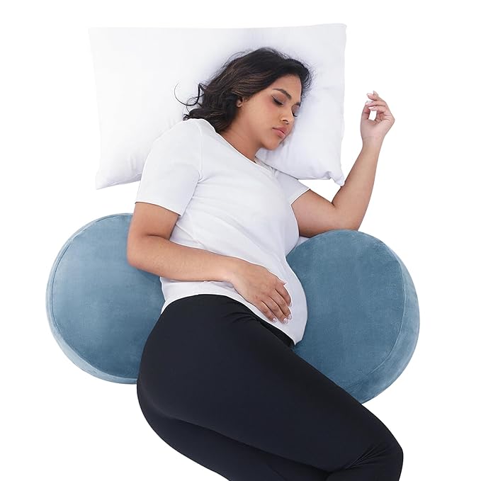 Pregnancy Pillow for Sleeping Memory Foam Maternity Pillow for Side Sleepers, Adjustable Travel Wedge Pillow Support for Back, Belly, and HIPS for Pregnant Women, Navy Blue