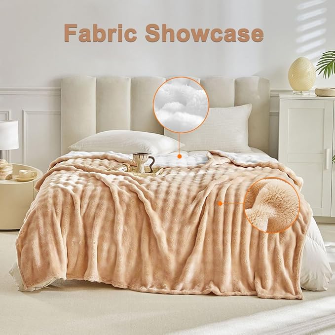 Heated Blanket Throw Blanket,50"x60" Soft Bubble Fleece Fast Heating Electric Blanket,Heating Blanket with 8 Heat Levels 6 Hours Auto-Off Overheat Protection, Grandma Gift,Washable，Apricot Yellow