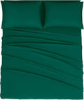 Mejoroom Queen Size Sheet Set - Hotel Luxury 1800 Bedding Sheets & Pillowcases - Deep Pocket Fitted Sheet, Soft, Breathable, Wrinkle & Fade Resistant - 4 Piece (Queen,Emerald Green)